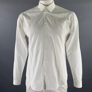 SANDRO Size M White Solid Cotton Pointed Collar Long Sleeve Shirt